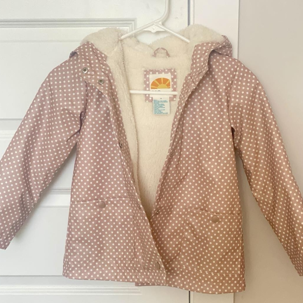 C&C california Girls Pastel Pink Polka Dot rain jacket